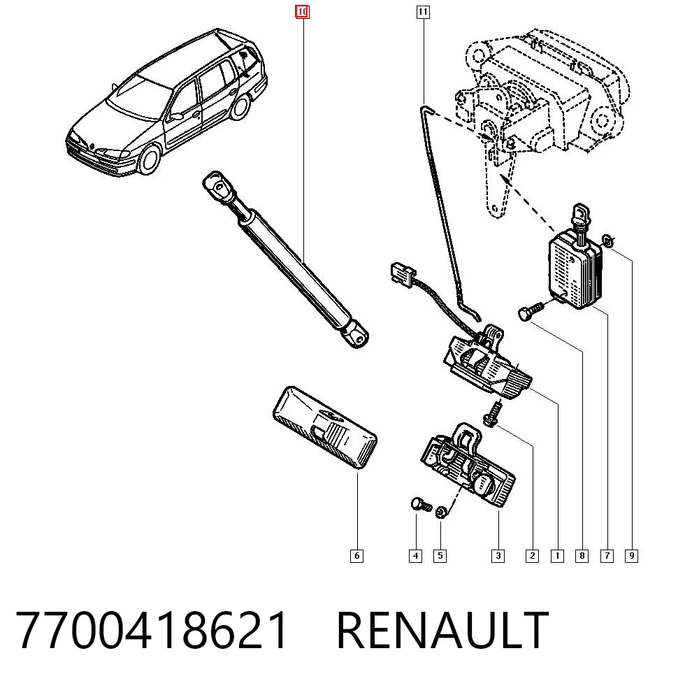 Comprar Amortiguador de la tapa del maletero Renault Megane I KA0, KA1 a bajo precio