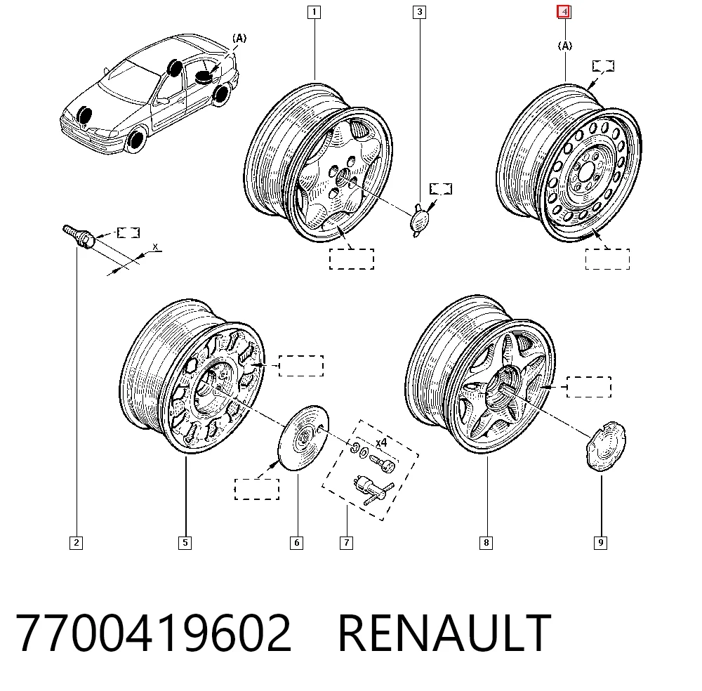 Rin de acero estampado 7700419602 RENAULT