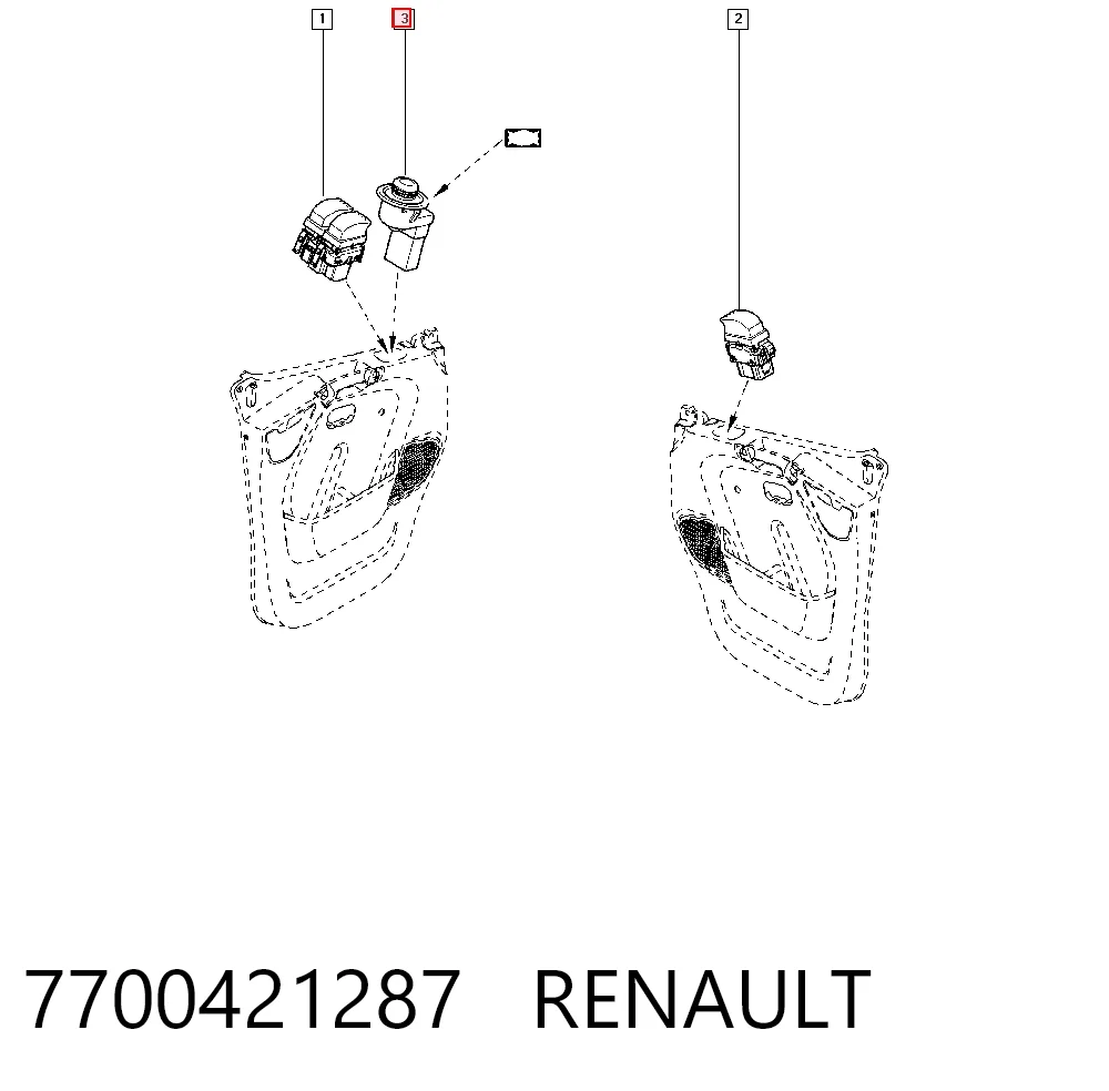 Módulo de espejos retrovisores en la puerta 7700421287 RENAULT