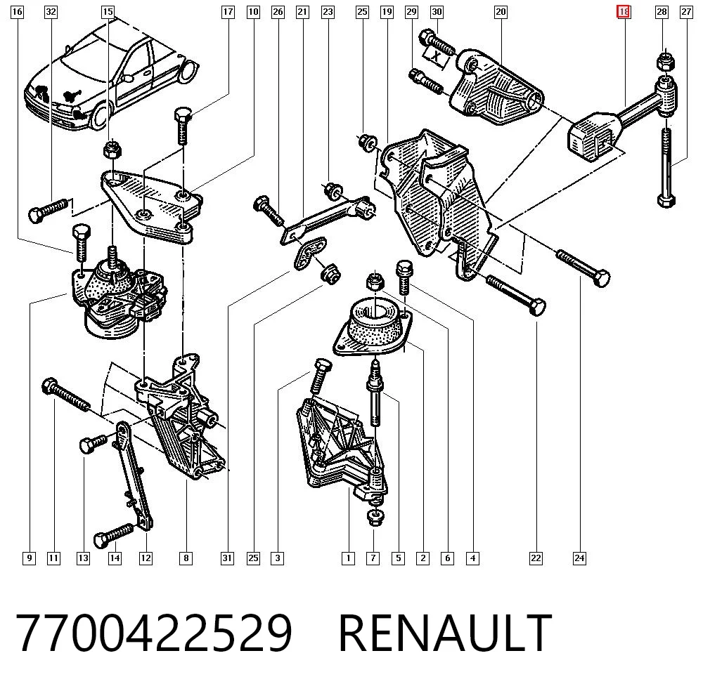Taco de motor trasero para Renault Laguna I (B56, 556)