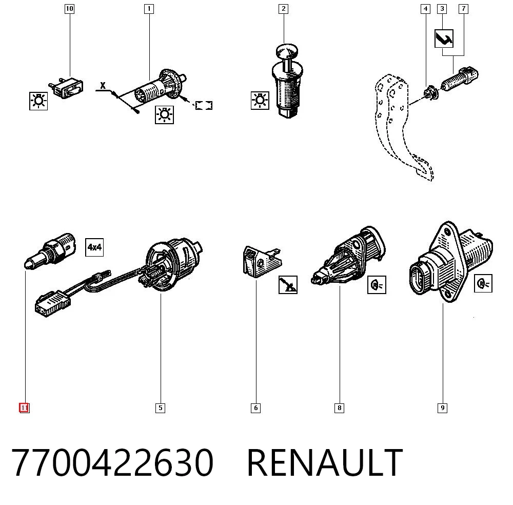 7700422630 Renault (RVI) Interruptor de marcha atras
