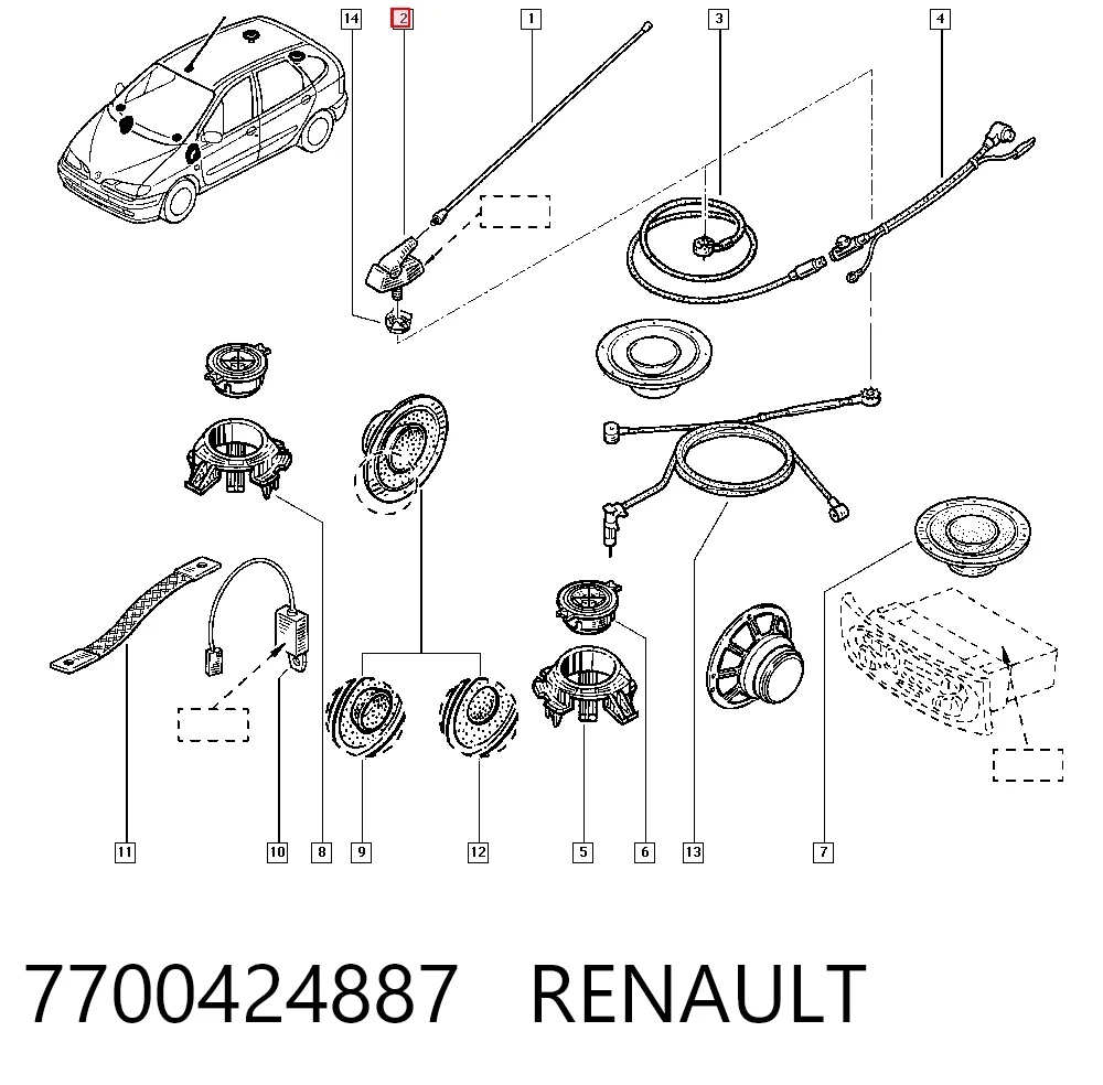 Antena de tiburón para Renault Clio SYMBOL LB0, LB1, LB2