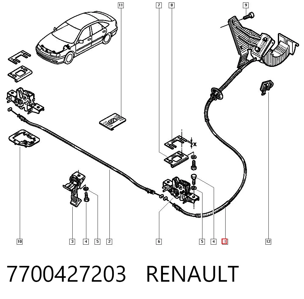 Cable de capó del motor 7700427203 RENAULT