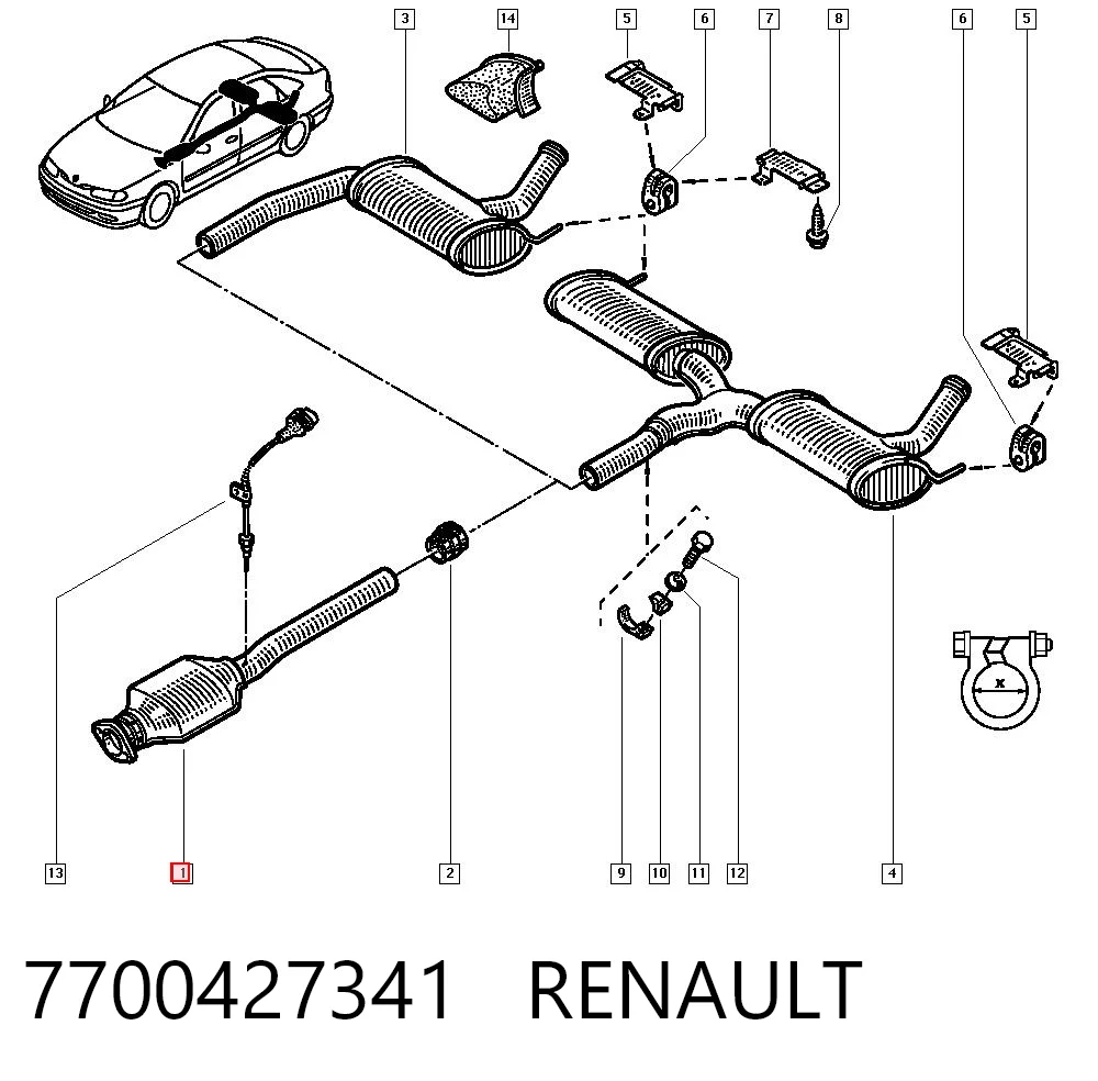 Silenciador central 7700427341 RENAULT