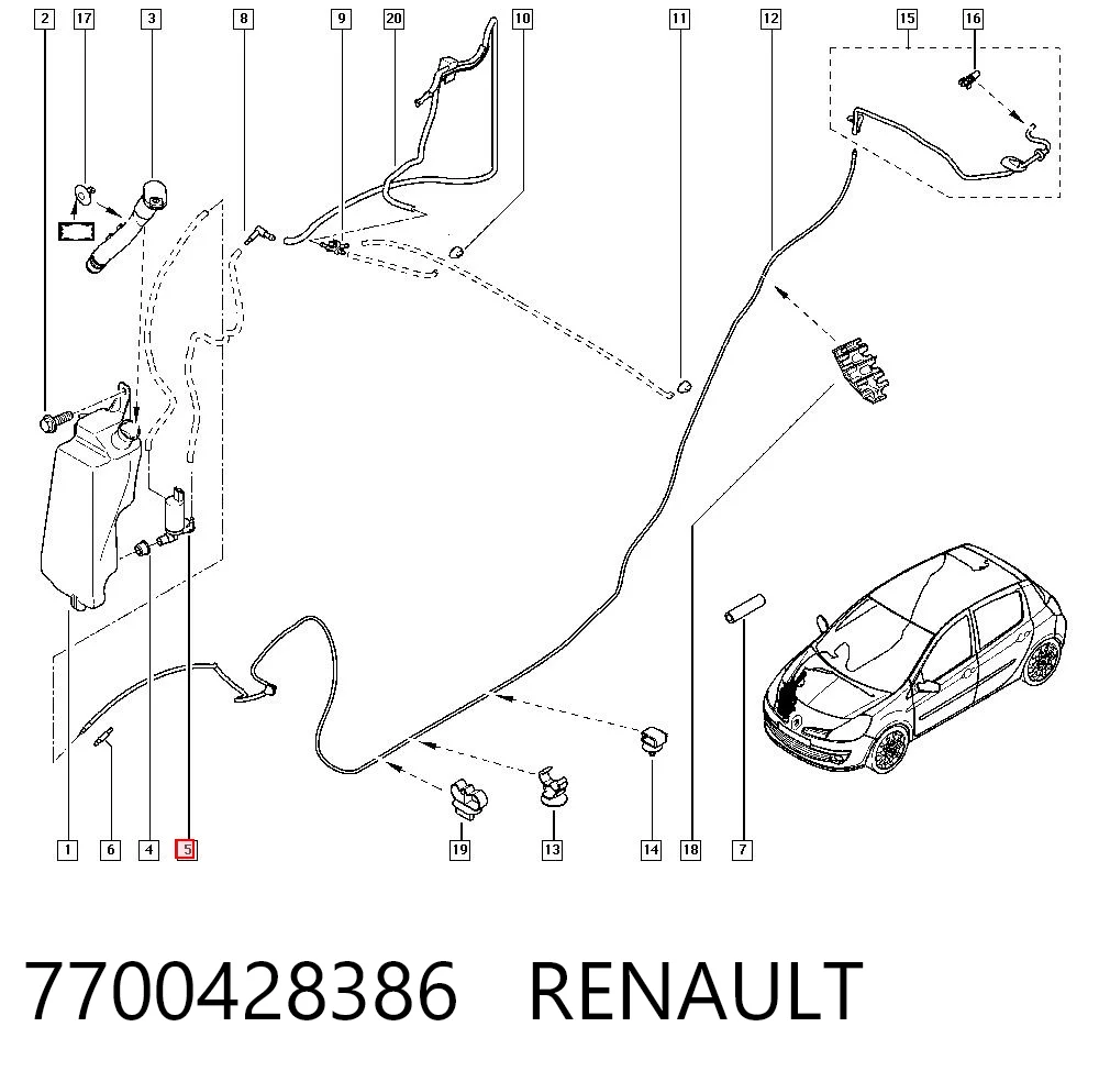 7700428386 Renault (RVI) Bomba de agua de lavado, lavado de parabrisas, delantera