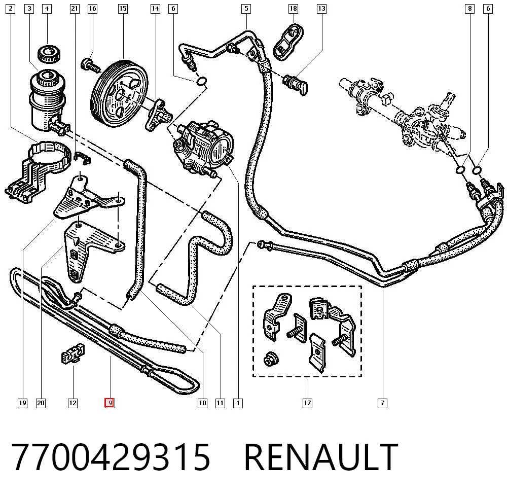 Radiador de dirección asistida 7700429315 RENAULT