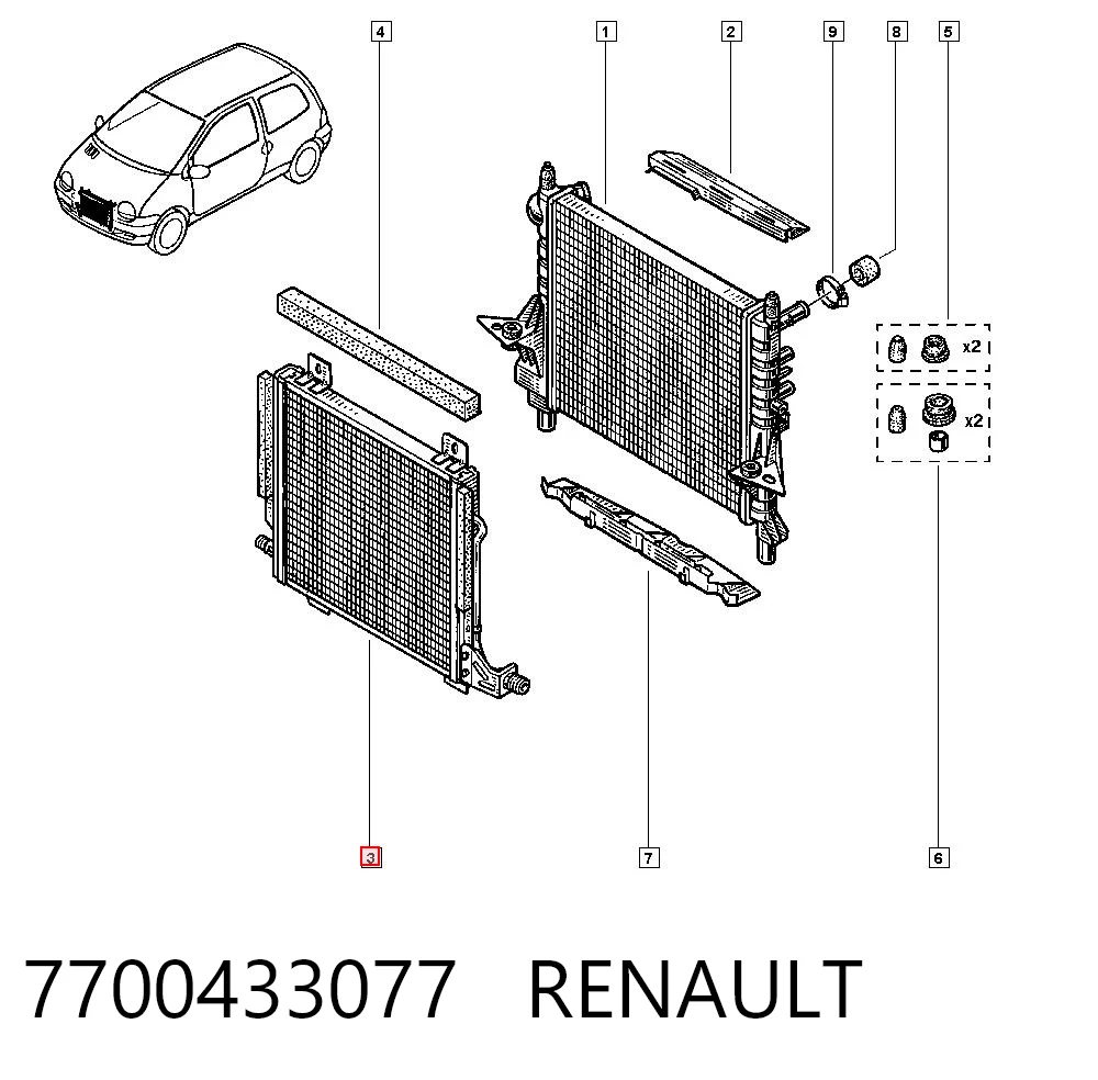Radiador de aire acondicionado para Renault Twingo I C06