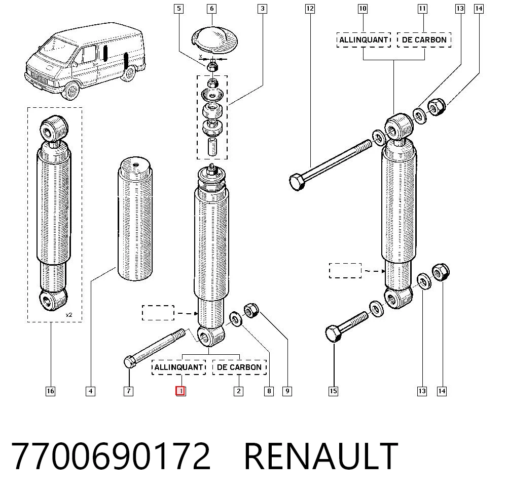 Amortiguador trasero para Renault Trafic TXX