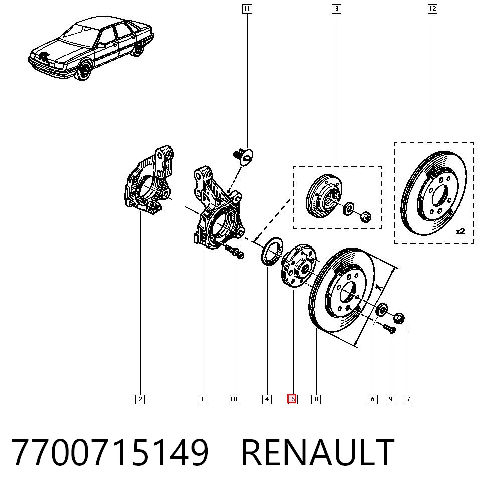 Cubo delantero Renault Espace II (1991-1997)