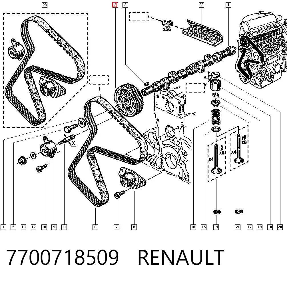 Ajustador árbol de levas  Renault 21 sedán (L48) (1986 - 1994) precio, desde 24,85 EUR