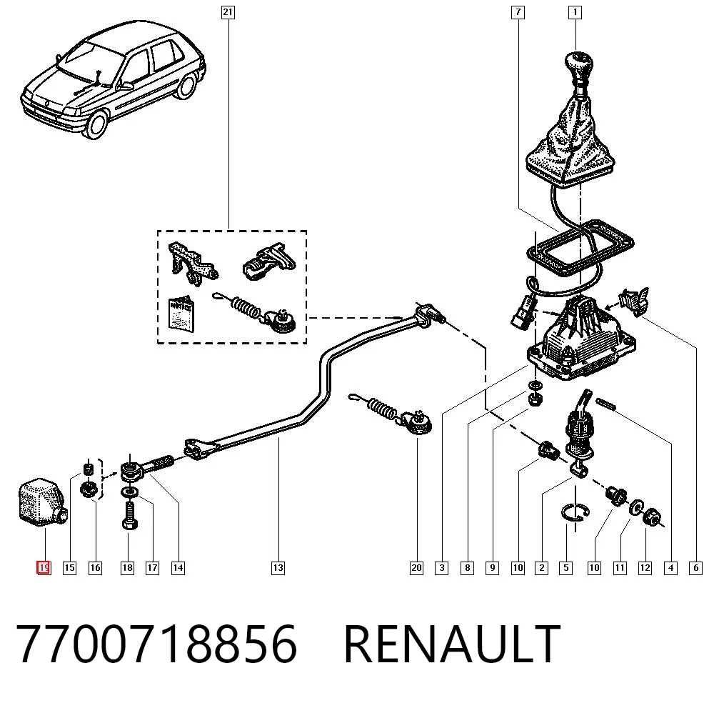 7700718856 Renault (RVI) Pomo de palanca de cambios