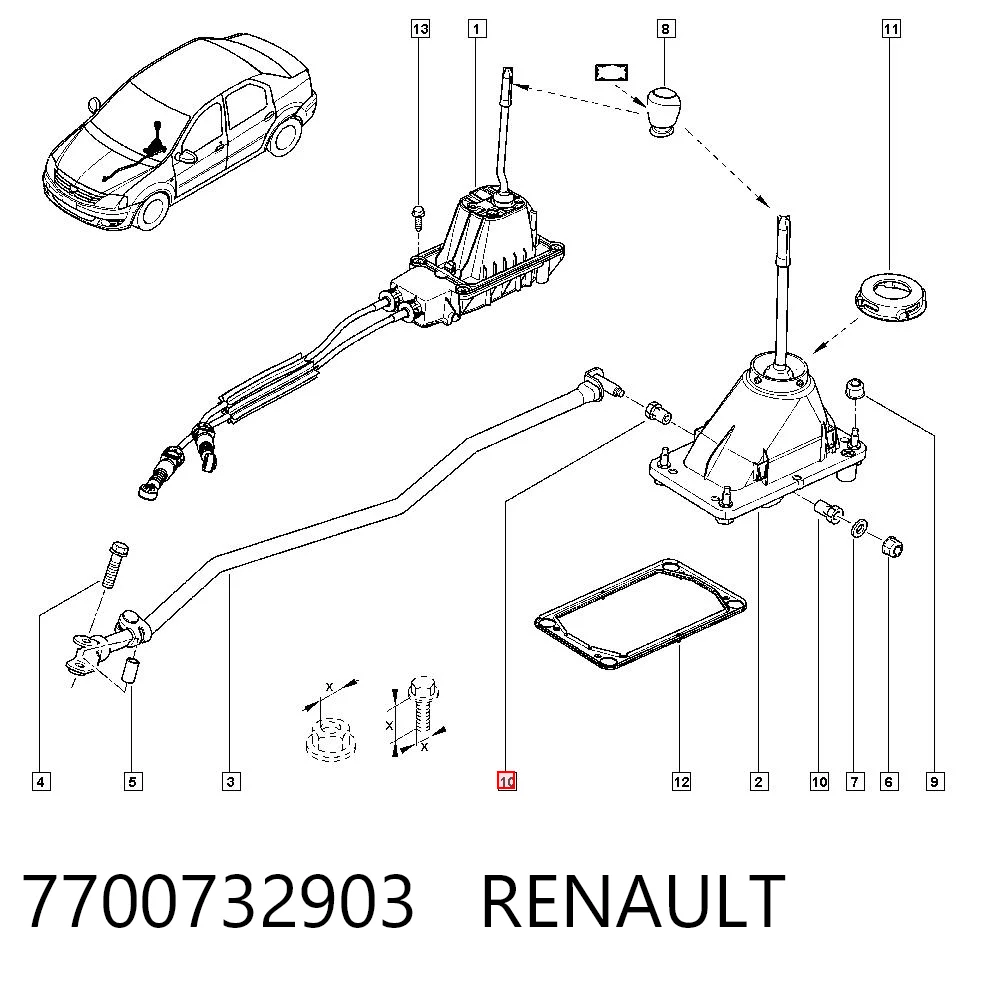 7700732903 Renault (RVI) Buje del mecanismo de cambio (palanca selectora)
