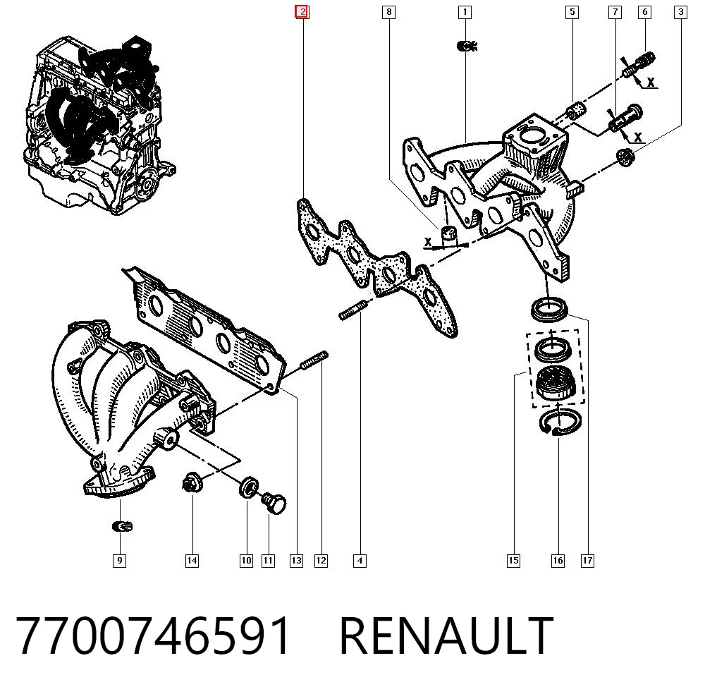 Junta de colector de admisión para Renault 19 B53, C53