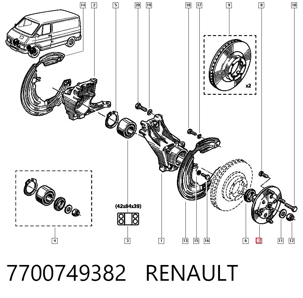 Cubo delantero Renault Trafic  (1989-2001)