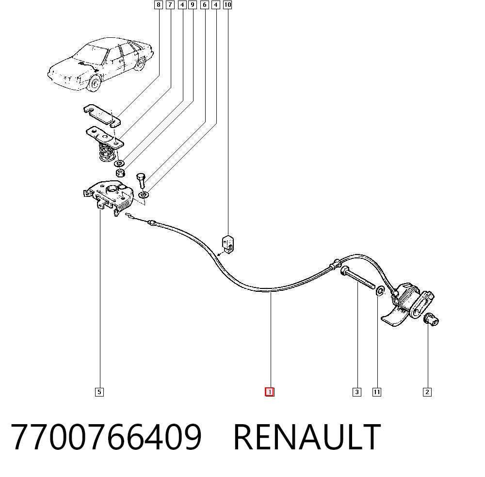 Comprar Cable de apertura del capó Renault 21  L48 a bajo precio
