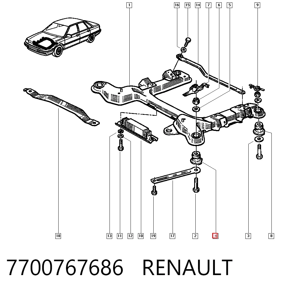 silentblock del eje trasero para Renault 21  (K48)
