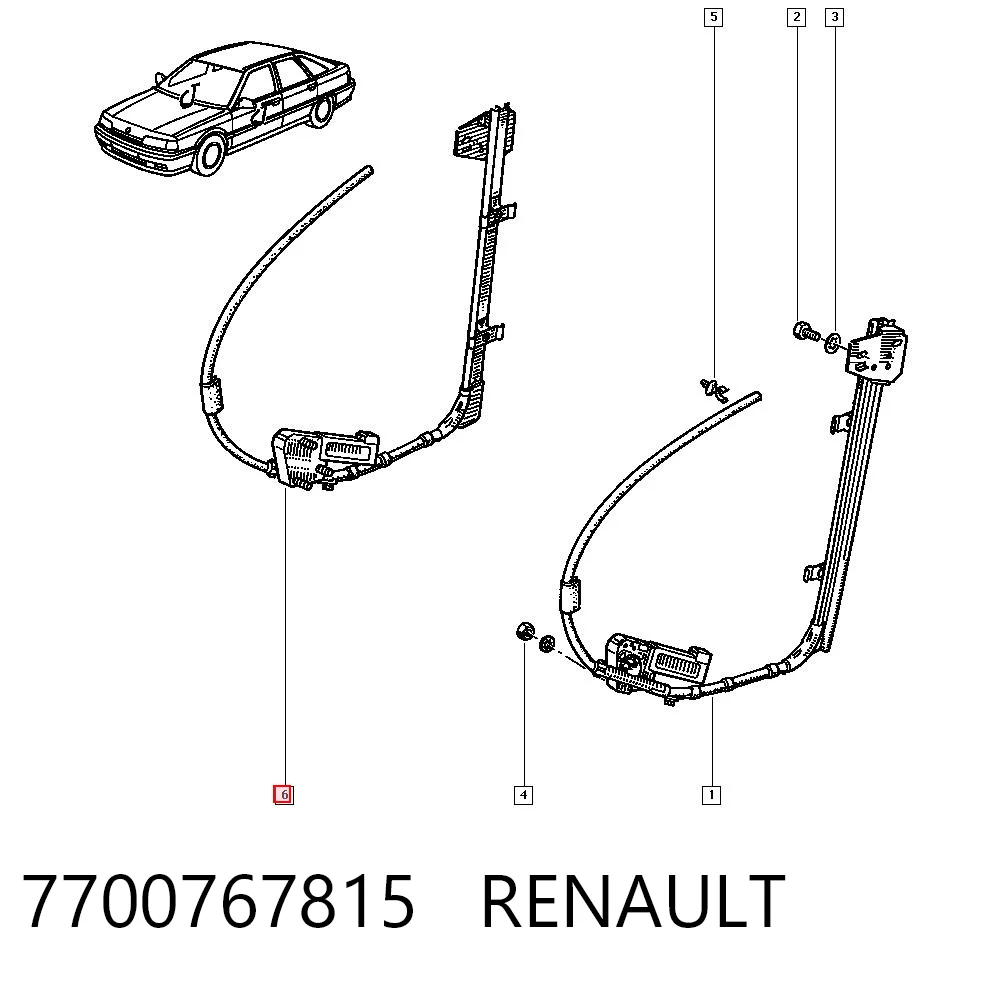 Mecanismo levanta, puerta delantera derecha Renault 21  (1986-1995)