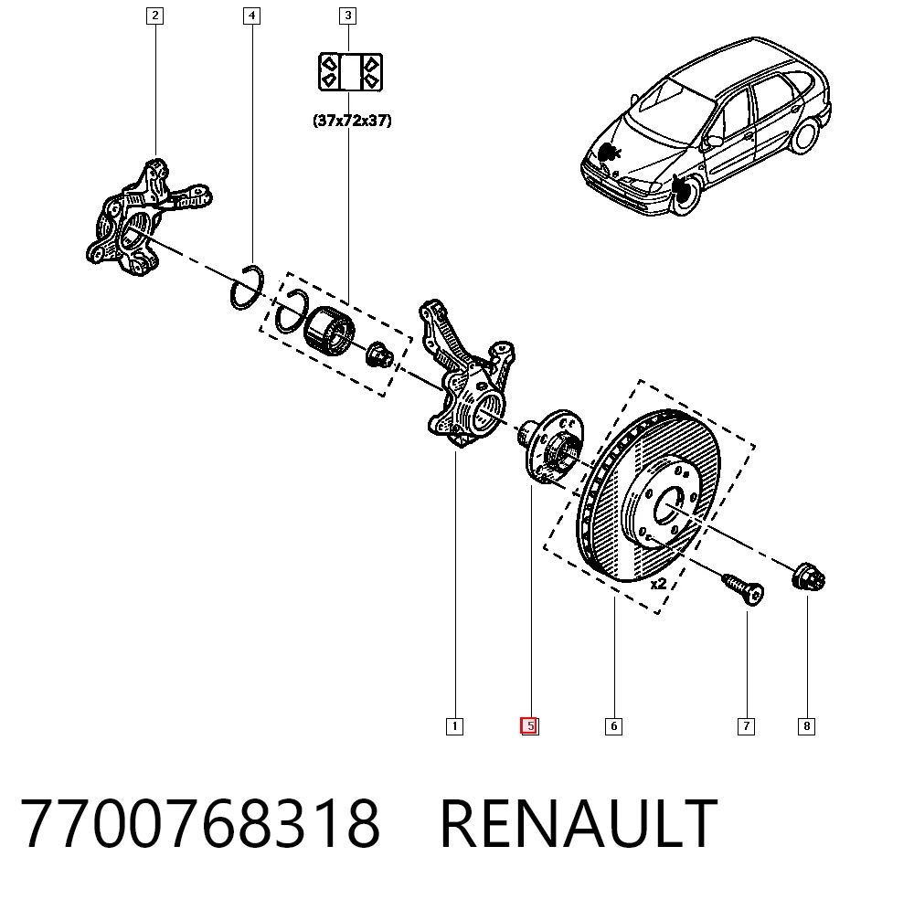 Precio del repuesto Buje de rueda Megane I hatchback