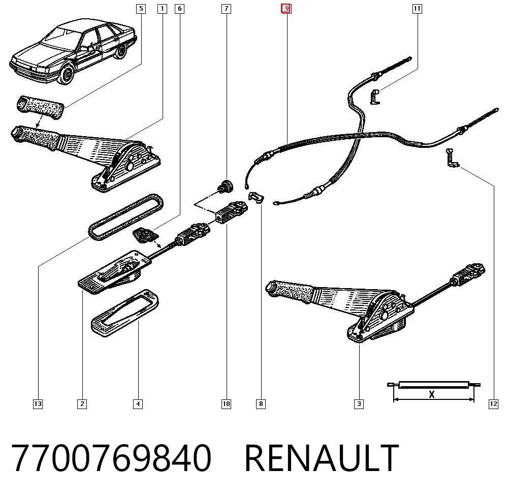 Comprar Cable de freno de mano trasero derecho/izquierdo Renault 21  L48 a bajo precio