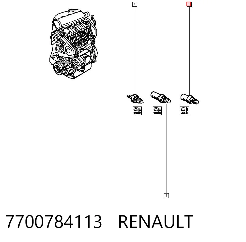 Sensor de temperatura del líquido refrigerante 7700784113 RENAULT