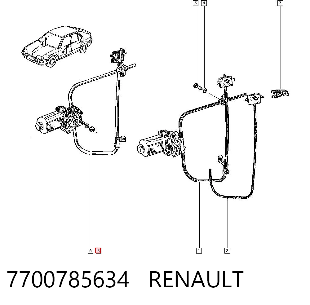 Mecanismo de elevalunas delantero derecha Renault 19 II sedán (L53) (1992 - 1995) precio, desde 53,72 EUR