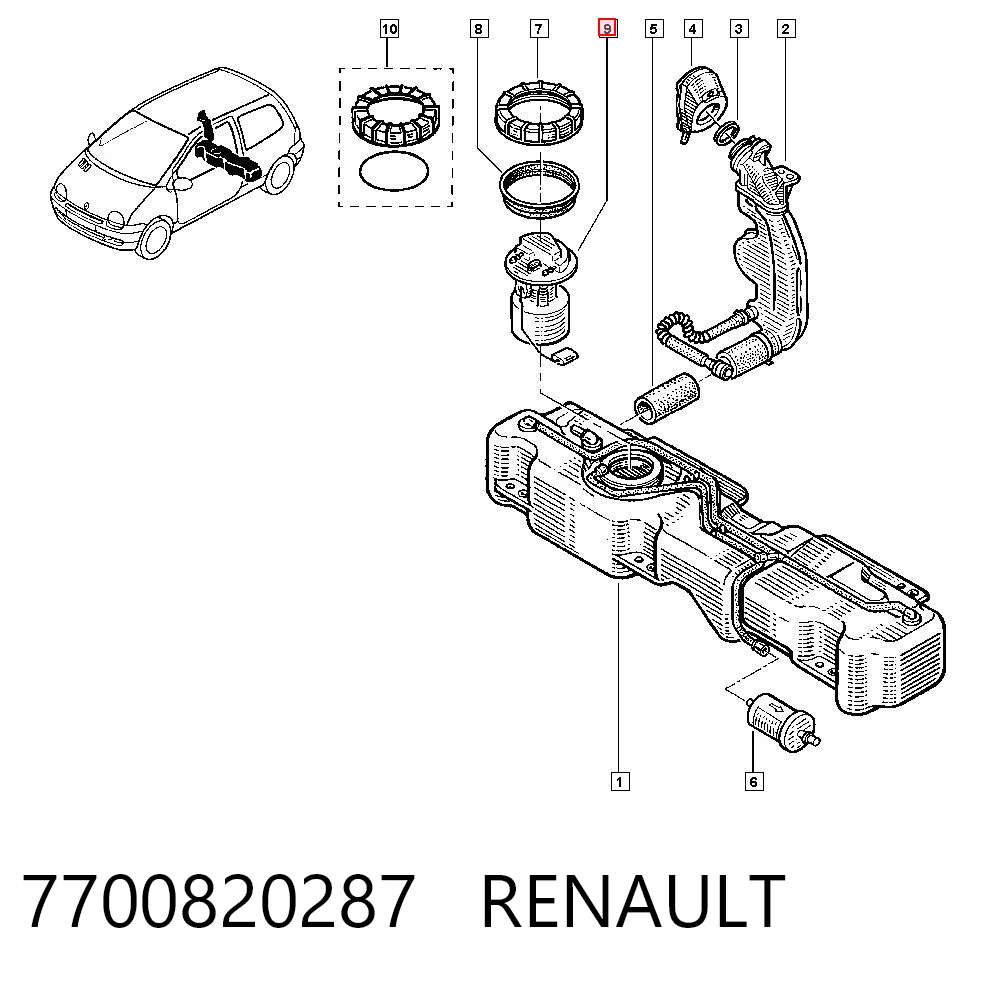 Módulo de bomba de combustible con sensor de nivel de combustible 7700820287 RENAULT