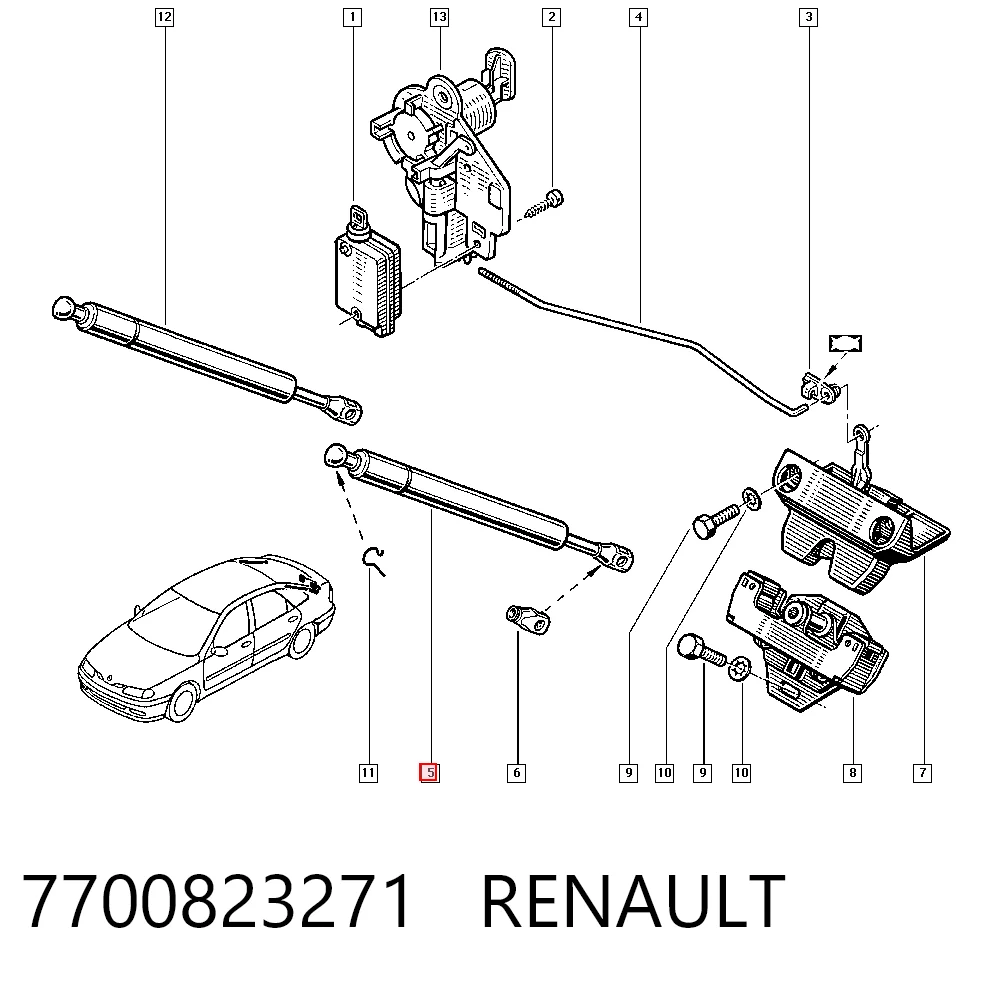 Amortiguador maletero para Renault Laguna B56, 556