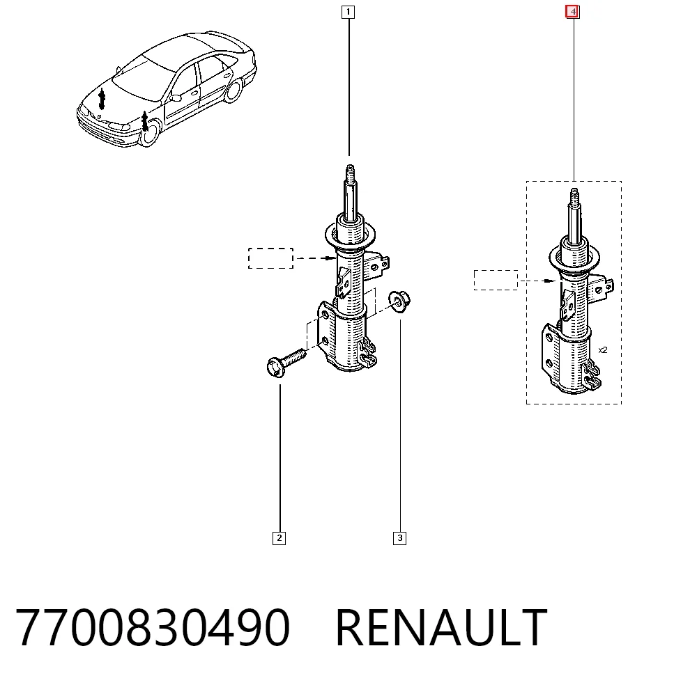 Amortiguador delantero 7700830490 RENAULT