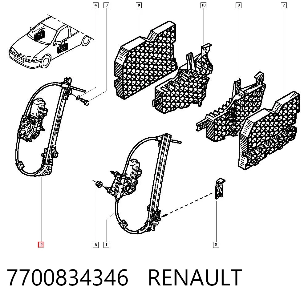 Mecanismo elevalunas delantero derecha para Renault Megane I (LA0, LA1)