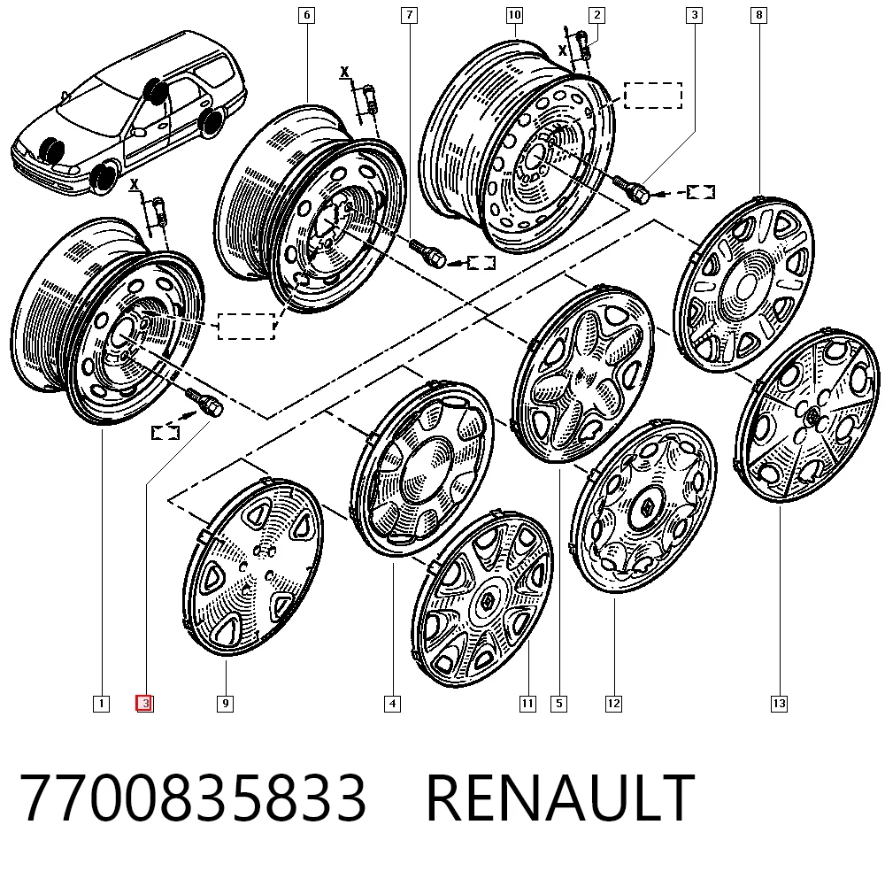 Tornillos para llantas Renault Espace III (1997-2003)
