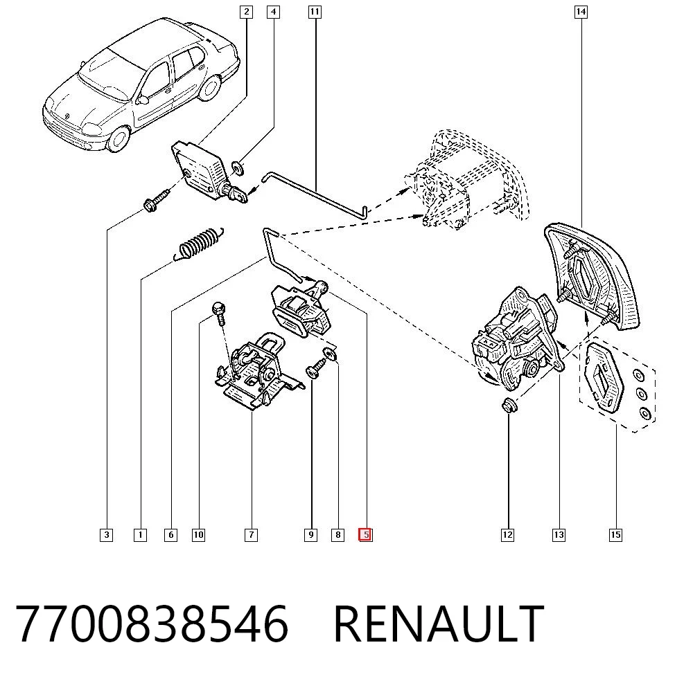 7700838546 Renault (RVI) Cierre del maletero