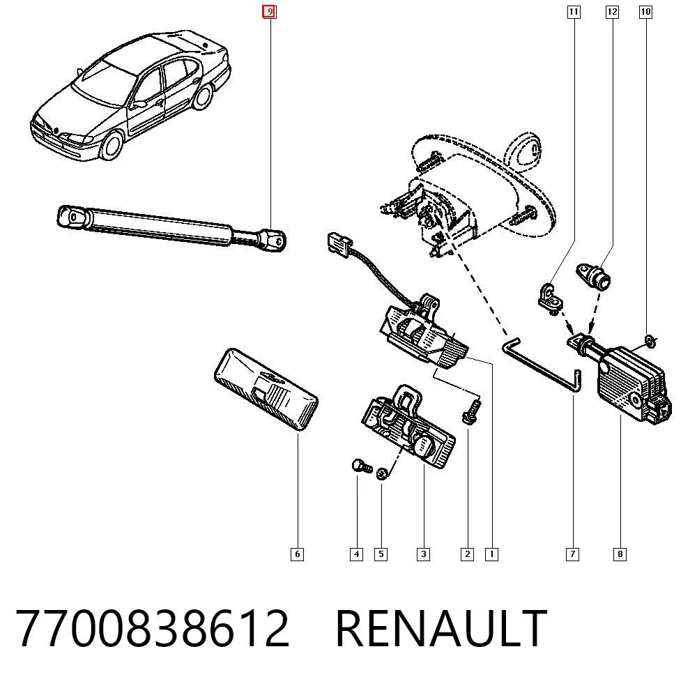 Muelle neumatico maletero Megane I sedán (1996-2003) original desde 13,48 €