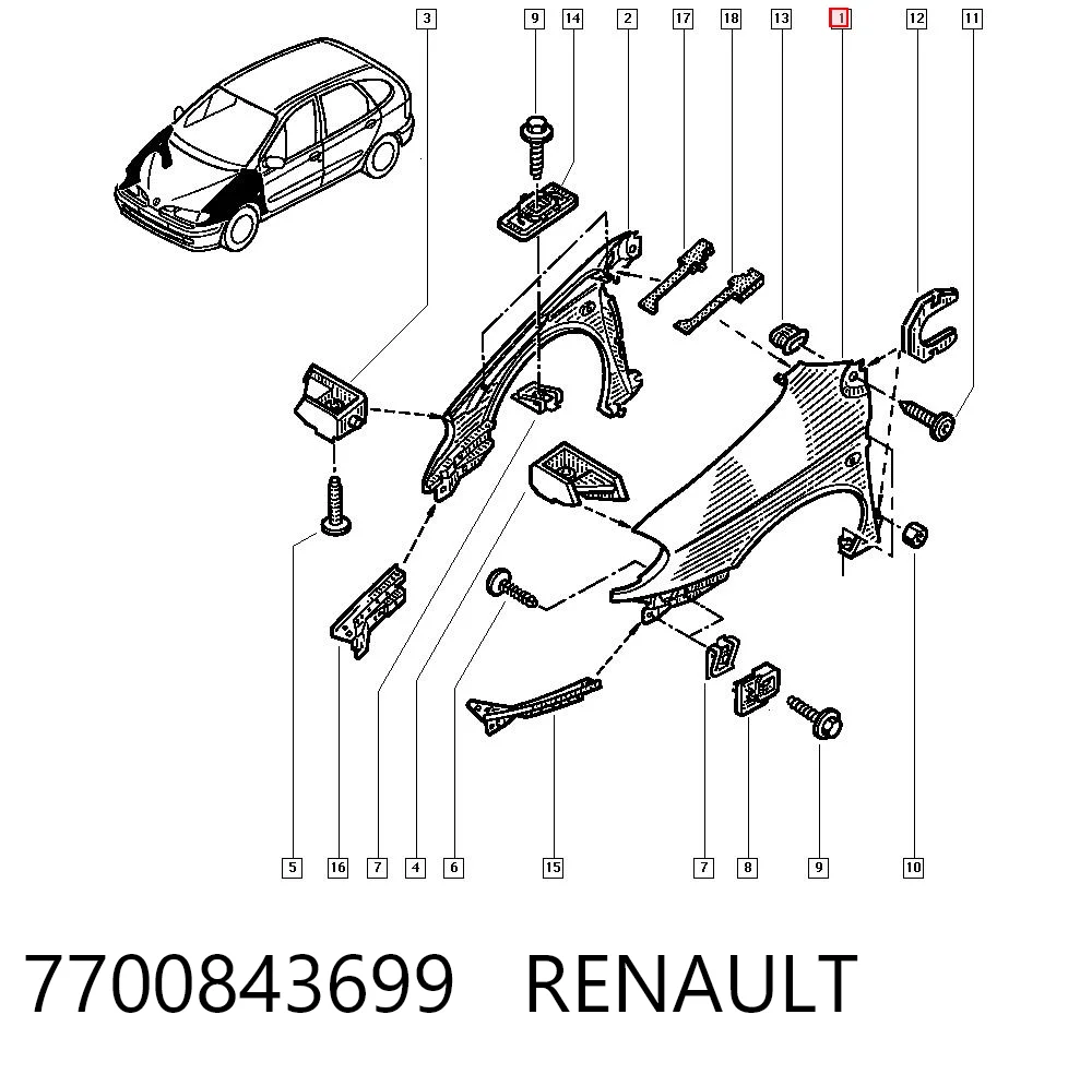 Comprar Aleta delantera izquierda Renault Megane  JA0, JA1 a bajo precio