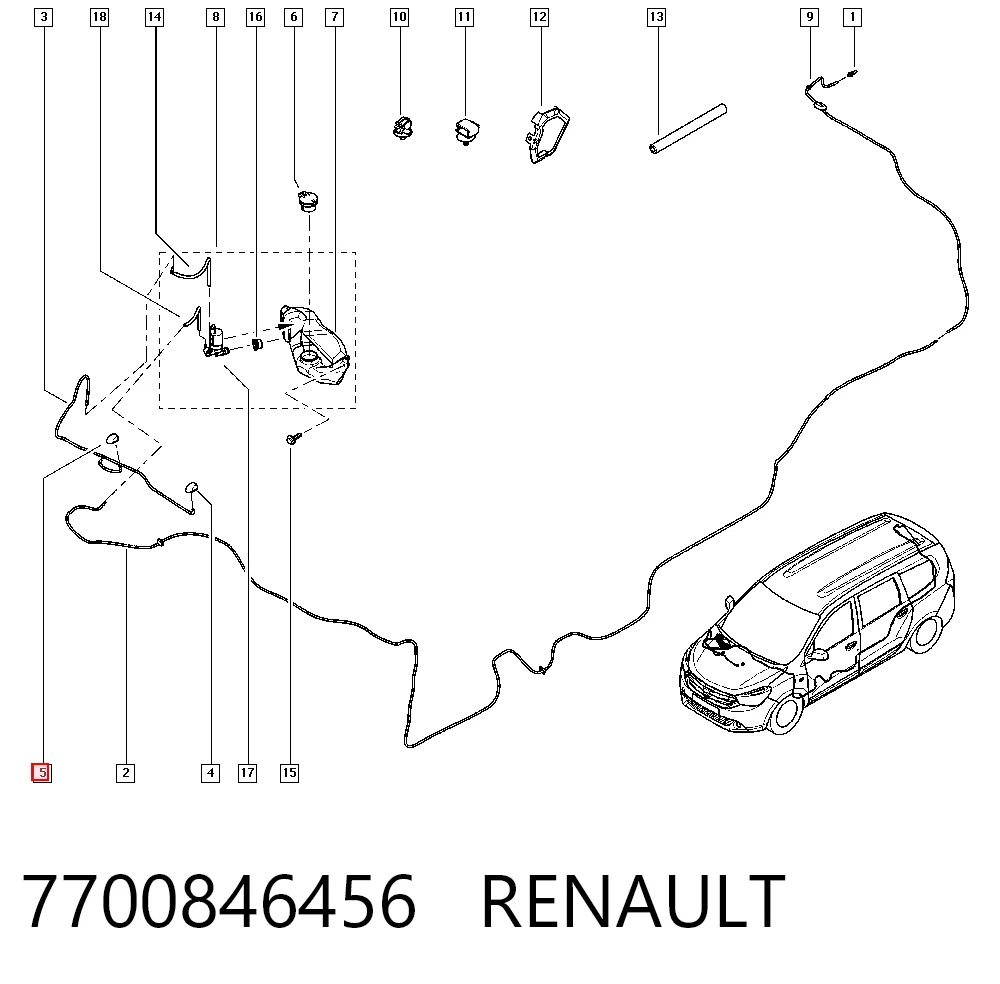 7700846456 Renault (RVI) Boquilla del lavaparabrisas