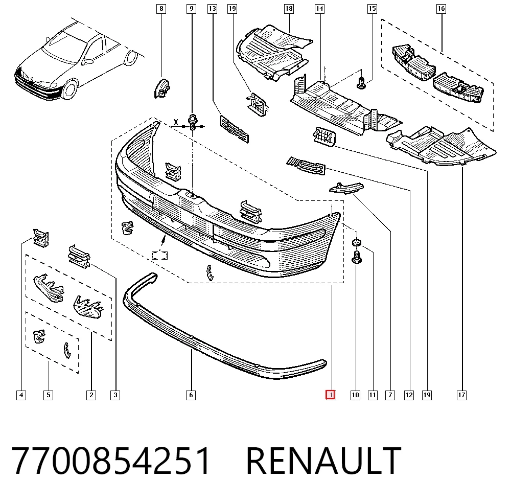 Paragolpes delantero para Renault Megane I DA0, DA1