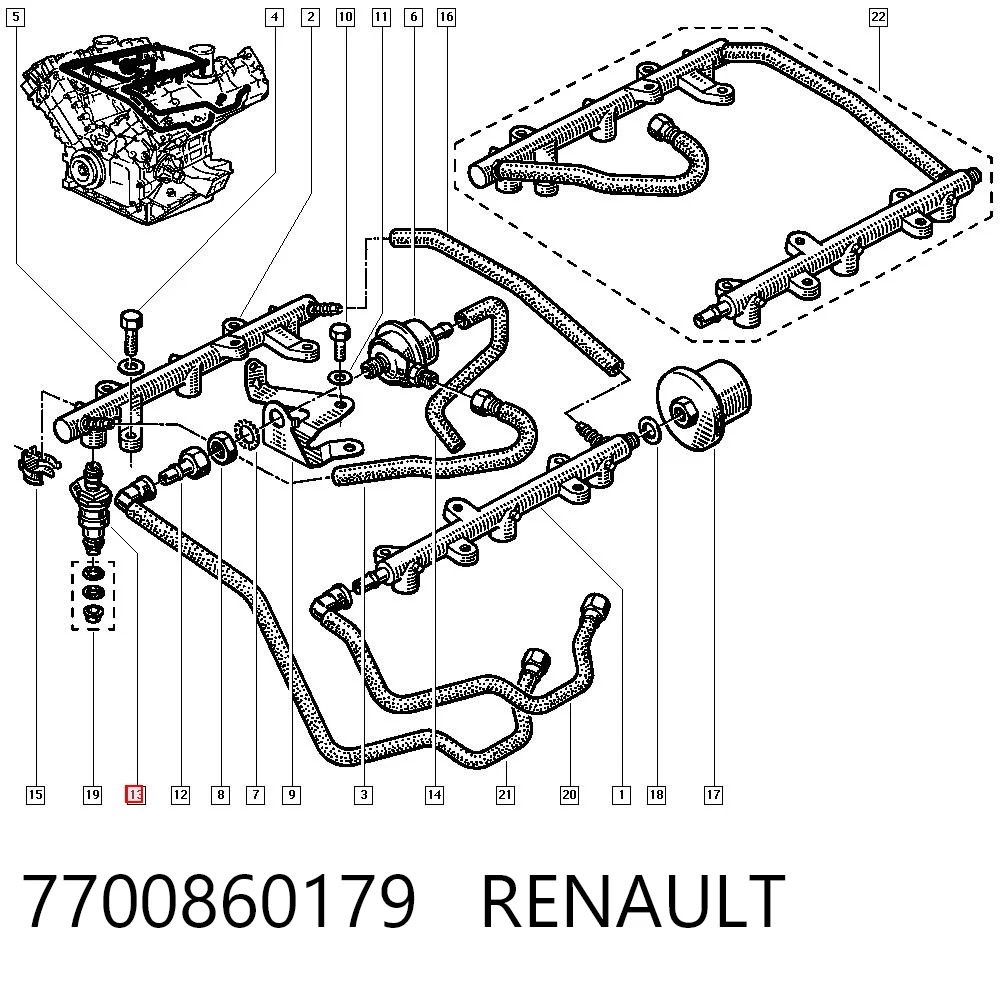 Inyector de combustible 7700860179 RENAULT