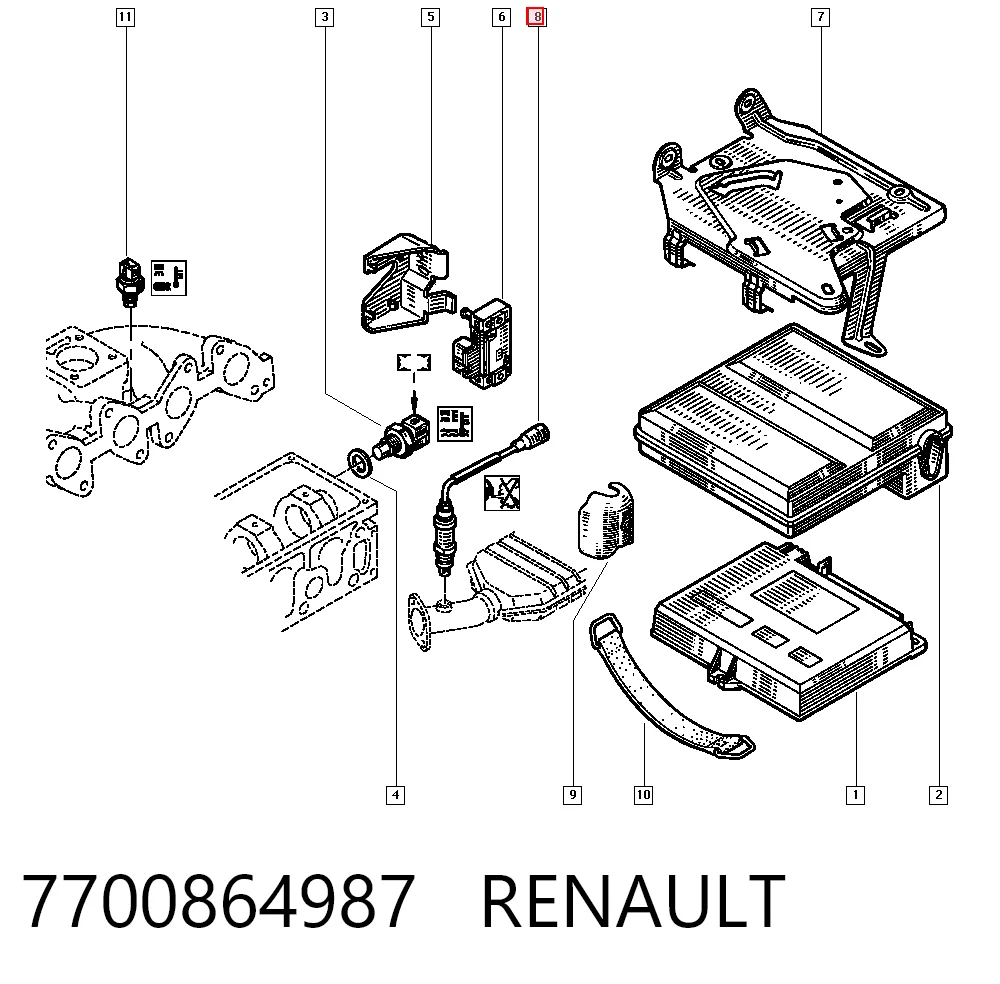 Sensor de oxígeno previo al catalizador 0258003086 Renault (RVI)