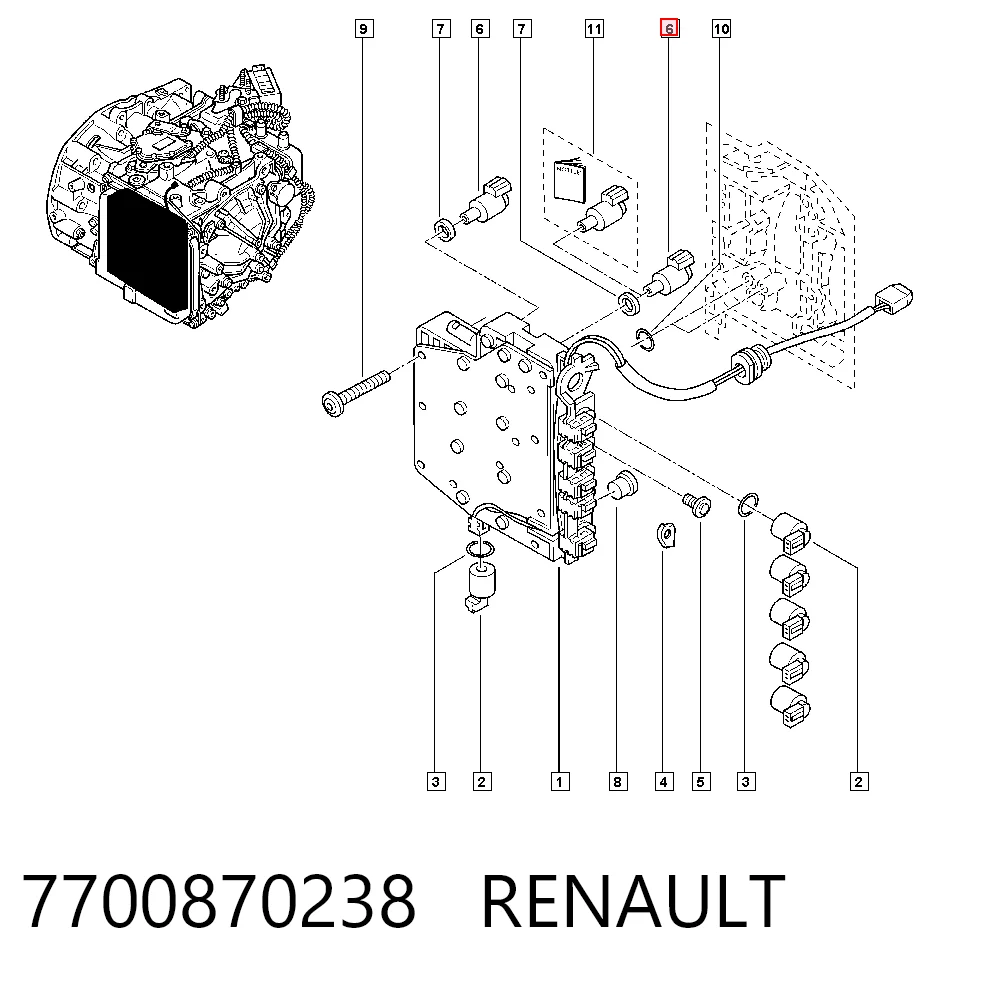 7700870238 Renault (RVI) Solenoide de transmisión automática