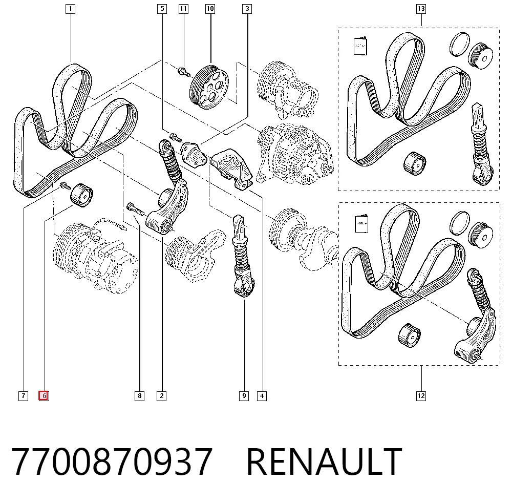Polea guía correa poli V Renault Megane  (1996-2001)