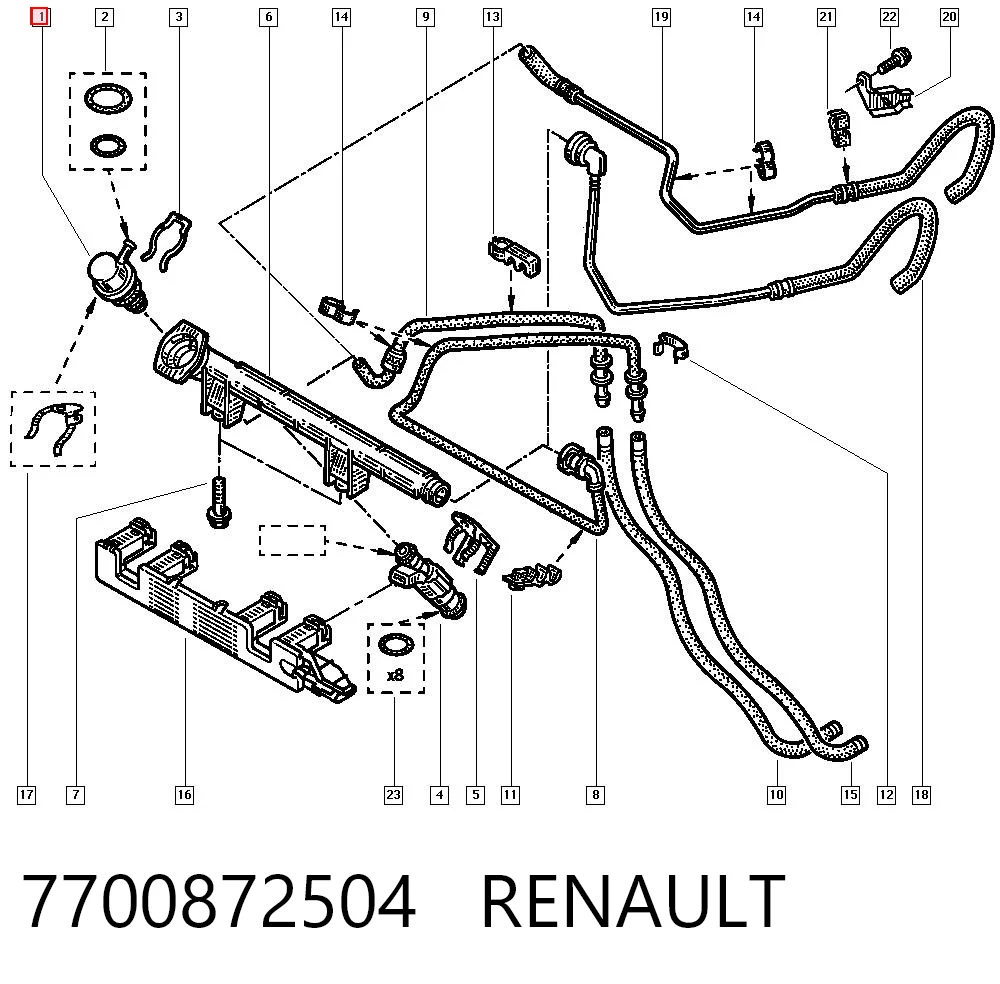 Válvula de presión de combustible para Renault Kangoo  (KC0, KC1)