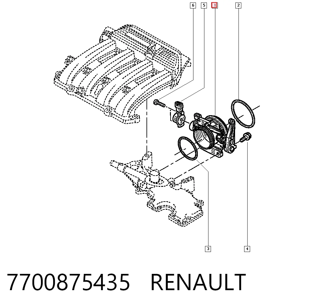 7700875435 Renault (RVI) Mariposa de admisión