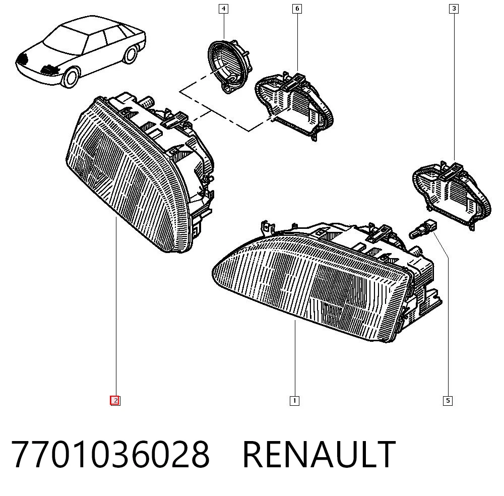 Faro delantero derecho para Renault 19 II (B53, C53)