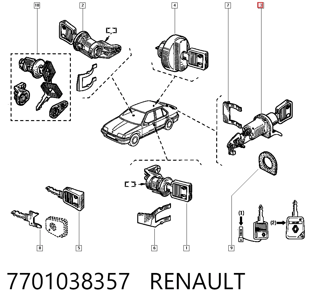 Comprar Cilindro de cerradura de portón trasero Renault 19 II D53, 853 a bajo precio