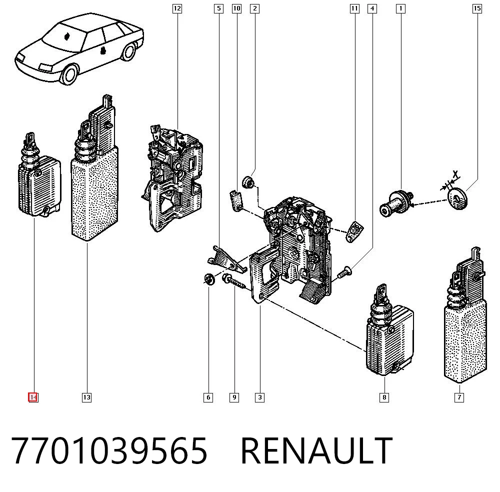 7701039565 Renault (RVI) Motor de apertura/cierre de cerradura de puerta