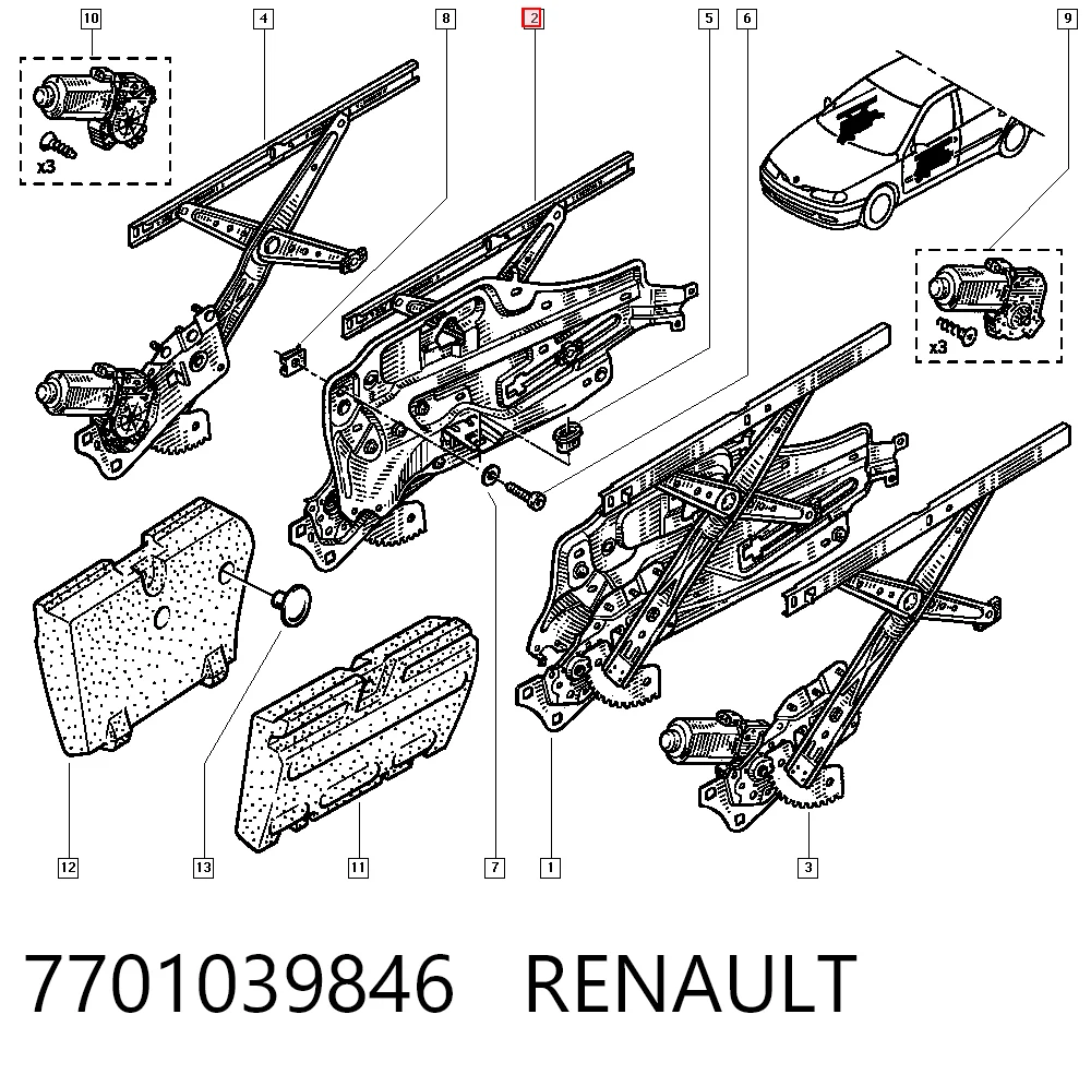Mecanismo levanta, puerta delantera derecha para Renault Laguna I K56