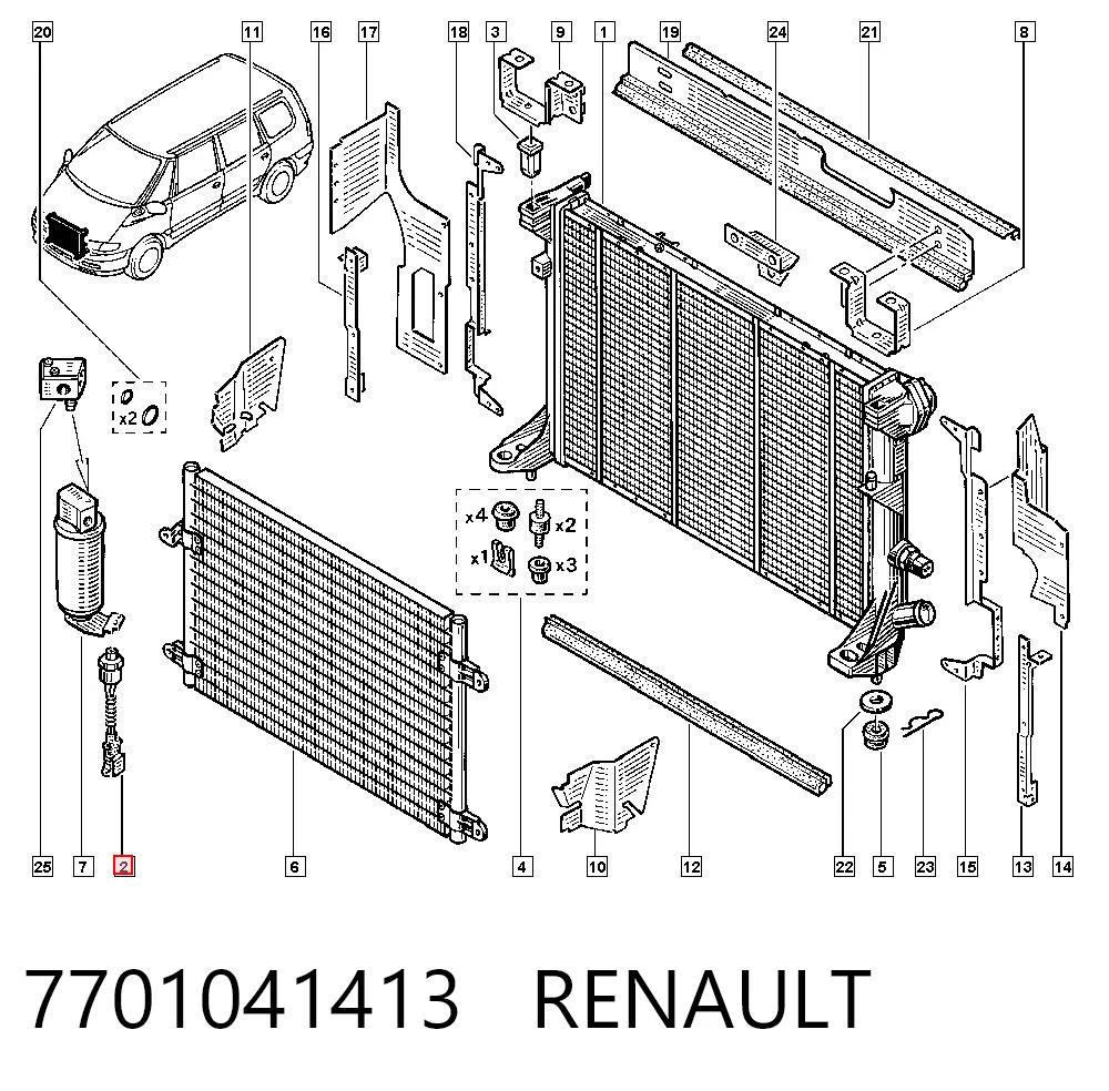 Sensor de presión absoluta del aire acondicionado 7701041413 RENAULT