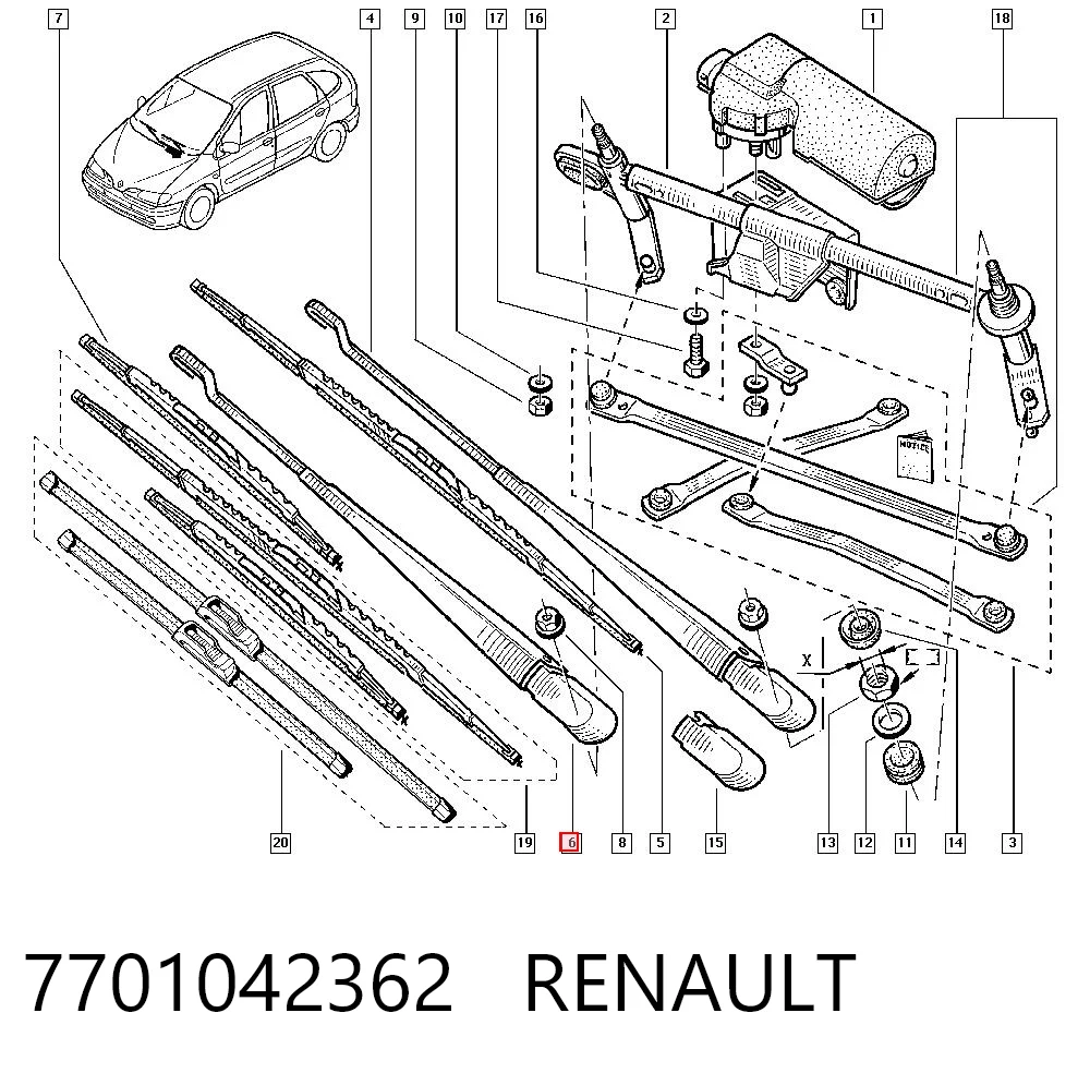 Brazo del limpiaparabrisas lavado de parabrisas para Renault Scenic I JA0, JA1, FA0