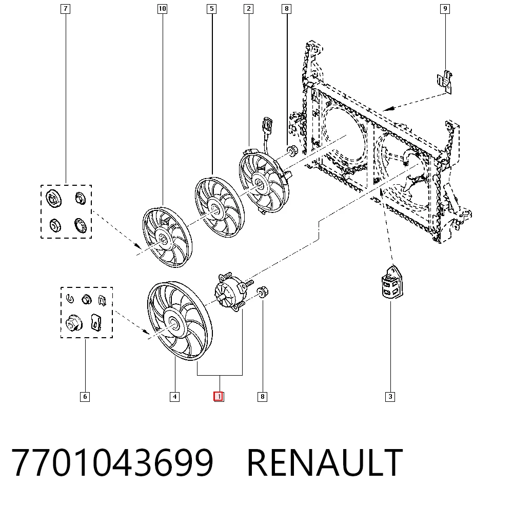Ventilador (rodete +motor) refrigeración del motor con electromotor completo  Renault Master II (HD, FD)