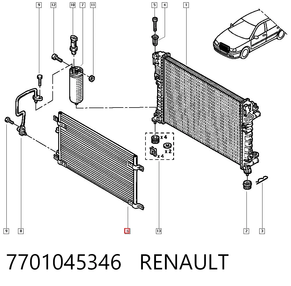 Condensador aire acondicionado Renault Laguna I (B56, 556)