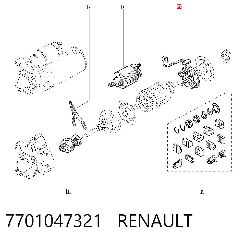 Portaescobillas de arranque 7701047321 RENAULT